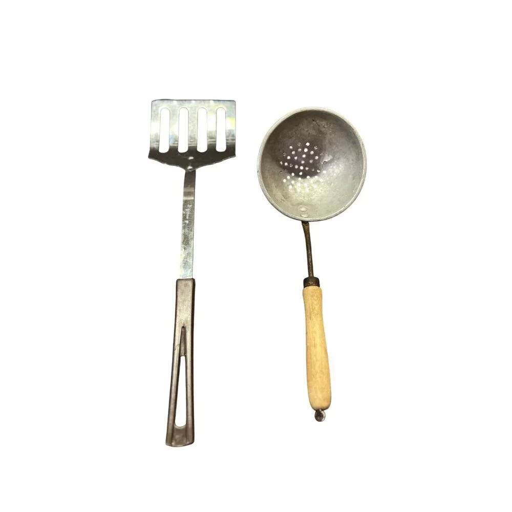 Two Vintage Kitchen Utensils Used Spatula Skimmer